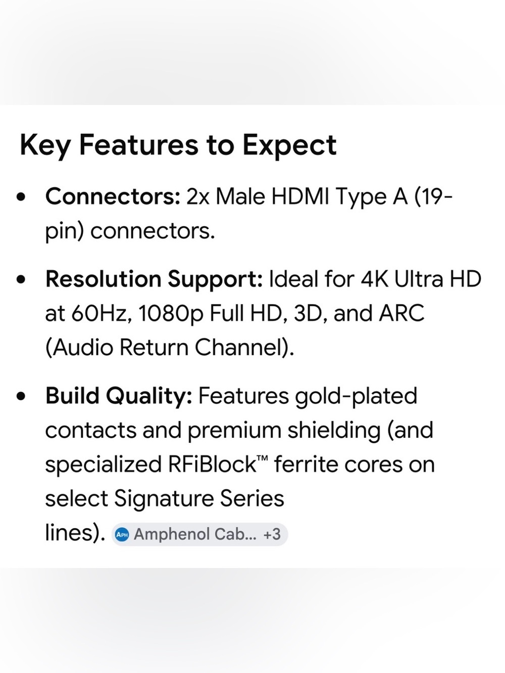 5 foot HDMI to HDMI black cord - Picture 4 of 4